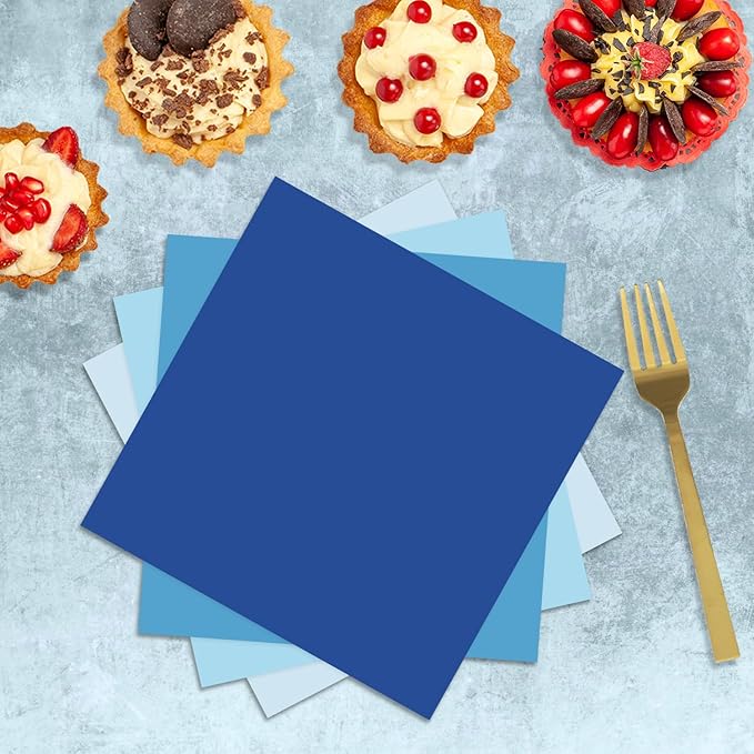 Oigco 150 PCS Blue Paper Plates, Light Blue Plates and Napkins Party Supplies for Wedding Baby Shower Bridal Party Supplies Tableware Decor, Serves 50