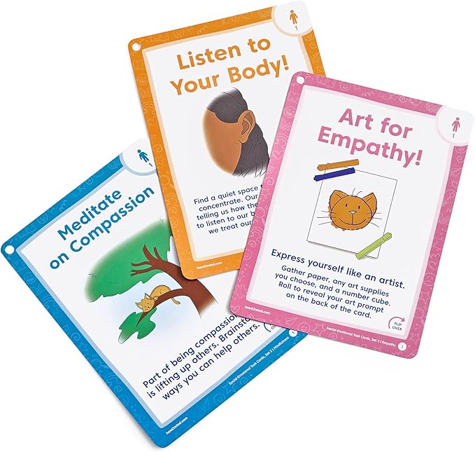 hand2mind Social Emotional Task Cards for Ages 8+, Social Emotional Learning, Play Therapy Toys for Counselors, Social Skills Activities for Kids, Conversation Starters, Emotional Regulation for Kids