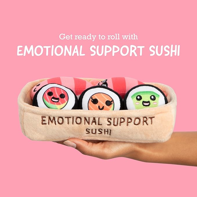 Emotional Support Sushi by Relatable - Cuddly Stuffed Animals and Toys, Squishy Toys and Plushies, Great Gift Ideas for Loved Ones of All Ages - Includes 5 Plushies with Carrying Basket