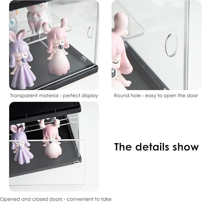 BCYC Acrylic Display Case with Black Lid and Base,Transparent Dustproof Protection Box for Toy Dolls, Souvenirs, Models Collection (11.8 X 6.4 X 6.1 in) (White)