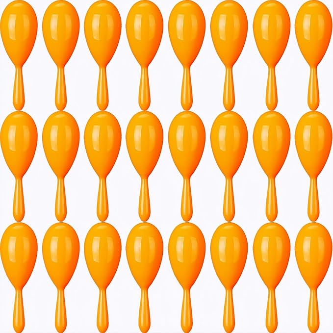 24 Pcs Maracas, 4.3 Inch Plastic Maracas for Mexican Fiesta, Luau Party, Wedding, Birthday, Cinco De Mayo Fiesta Themed Party Supplies (orange)