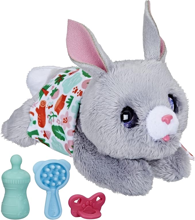 FurReal Hasbro Newborns Bunny Interactive Animatronic Plush Toy: Electronic Pet with Sound Effects and Closing Eyes, for Kids Ages 4 and up