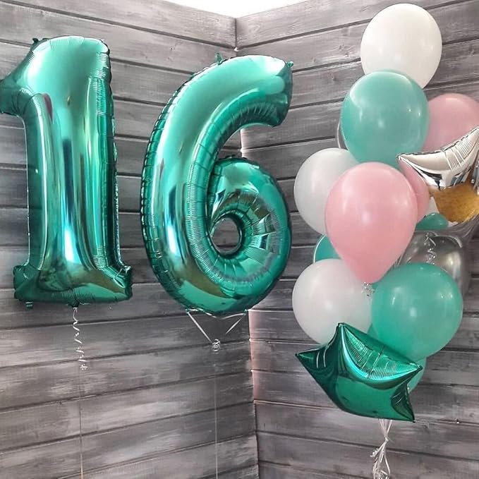 Teal Blue Number 1 Balloon 40 inch, Number 1 Birthday Balloons for Boy Girl, Teal Blue Foil One Balloon for 1st 10 11 12 16 18 Birthday Party, Anniversary Celebration Number Decorations