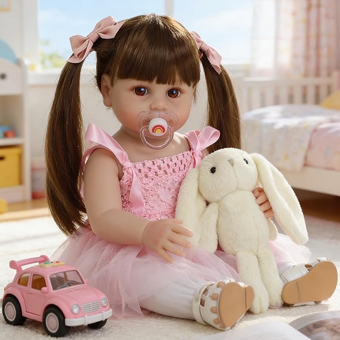 SCOM Lifelike Reborn Dolls Girl -20 Inch Realistic Baby Doll Newborn Baby Dolls，Lifelike Baby Doll Silicone Toddler Clothes Gift Set for Age 3+