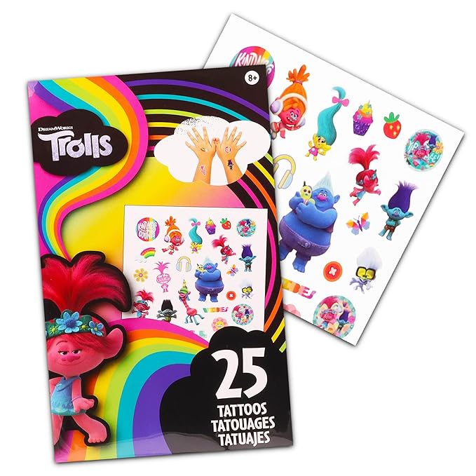 Trolls Party Favors Stickers and Tattoo Pack ~ Over 295 Trolls Stickers and 75 Trolls Temporary Tattoos For Birthdays, Holidays, And More (Trolls Party Supplies Bundle)