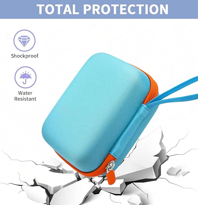 Hard Carrying Case and Silicone Cover for Yoto Mini, Protective Travel Carrier for Kids and Adventure Jacket with Card Pouch 3 in 1 Accessories Set for Yoto Mini Player, Sky Blue