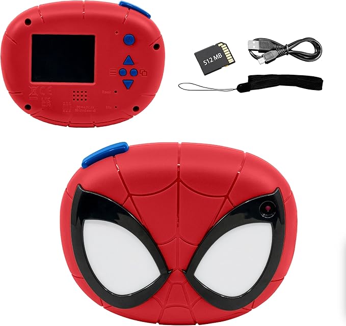 ekids Spiderman Kids Camera with SD Card, Digital Camera for Kids with Video Recording, Built-in Digital Stickers (Spiderman)