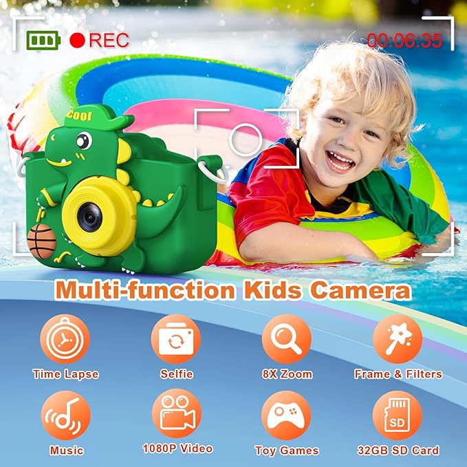 Kids Camera, Toddler Camera for Age 3-8, 48MP Dual Lens Selfie Camera for Kids, 1080P HD Video Recording Digital Camera, Christmas Birthday Gifts for Boys Girls