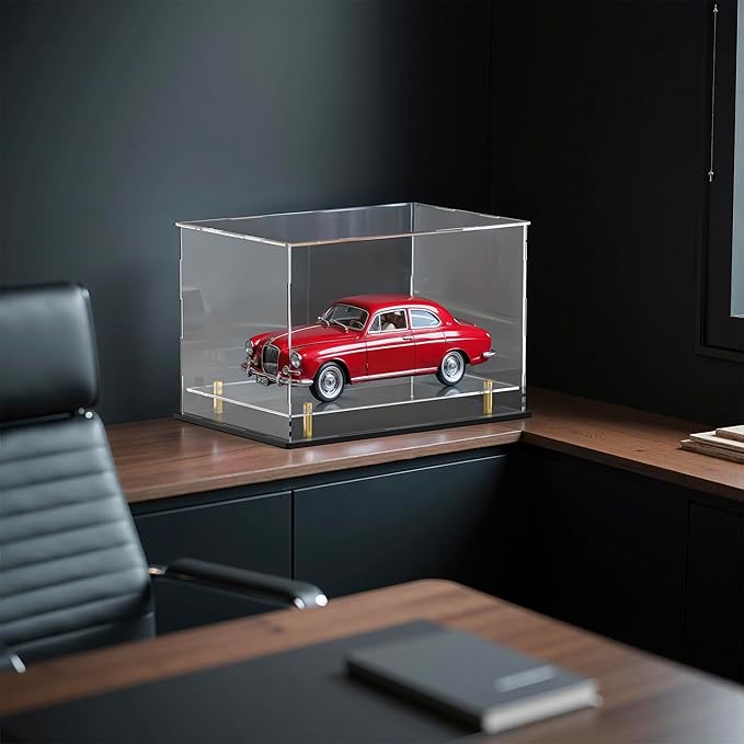 Acrylic Display Case with Floating Shelf & Thick Base – UV-Protected Collectible Showcase for Souvenirs, Figurines, and Memorabilia (13" Lx6.7 Wx7.5 H)