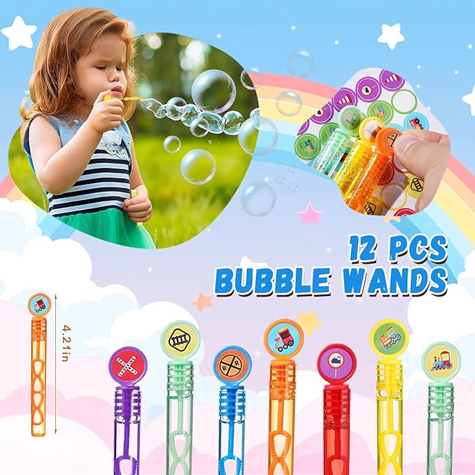 Vanblue 122Pcs Train Party Favors Birthday Themed Party Decoration Choo Choo Party Supplies Pull-back Vehicle Toys Gift for Boys Treat Gift Bags Stuffers Pinata Filler Classroom Rewards
