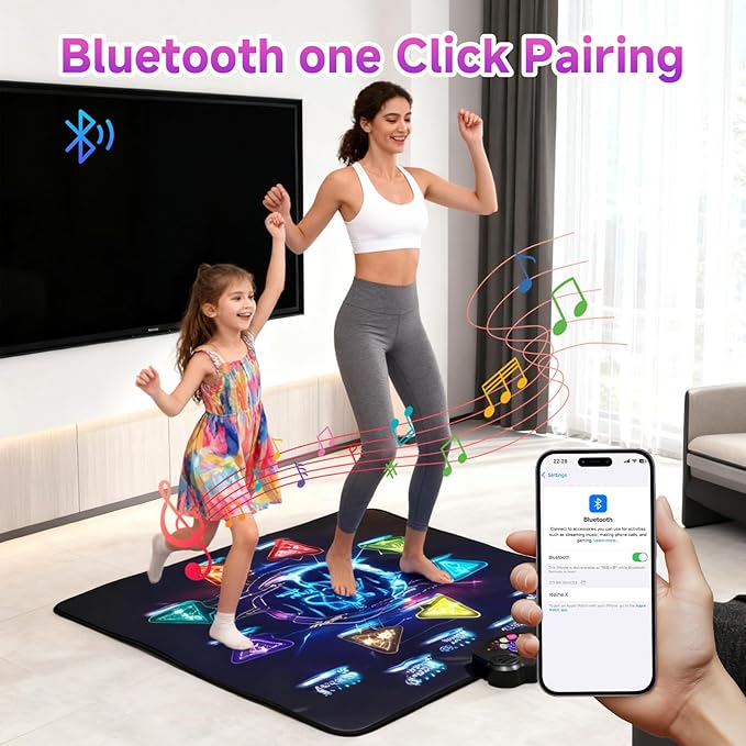 Wireless Bluetooth Dance Mat | Built-in Music 8 Games 3 Levels | Gifts for Kids Birthday Christmas Children's Day | Boys Girls 3-15 Years Old