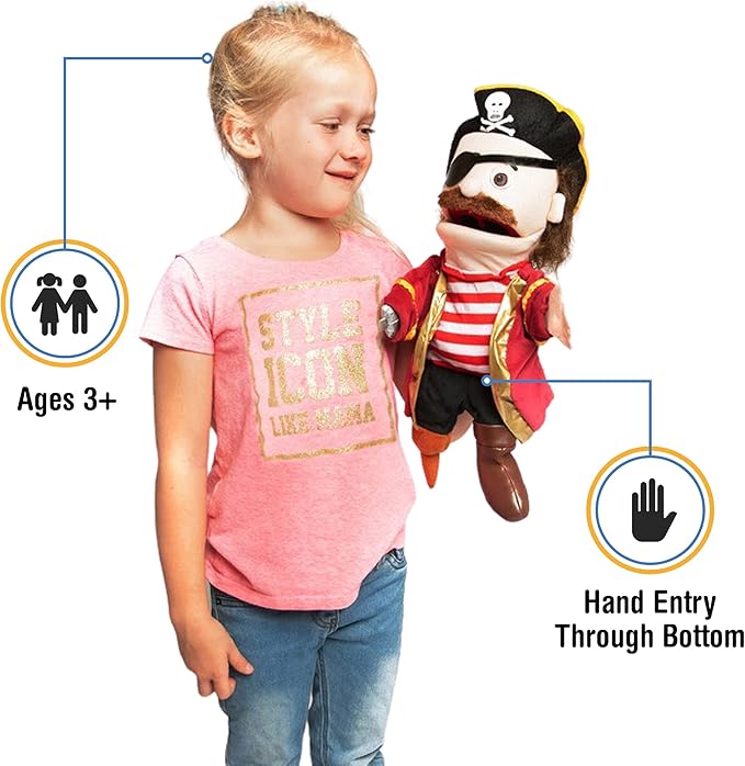 14" Pirate w/Peg Leg, Hand Puppet