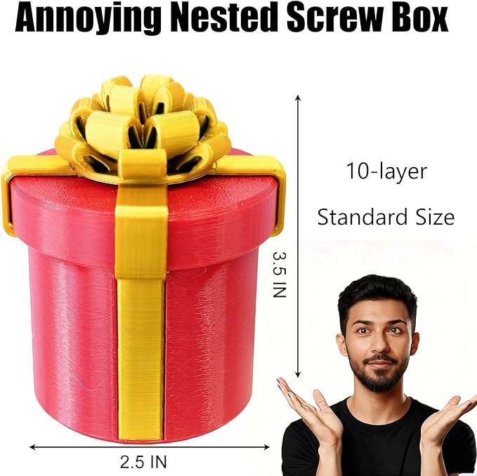 Annoying Gift Box with Screws,Prank Gifts,Puzzle Gift Box,Prank Gifts for Adults,Money Puzzle,Annoying Nested Screw Gift box,Reusable Perfect Money Puzzles for Birthday Christmas White Elephant Party