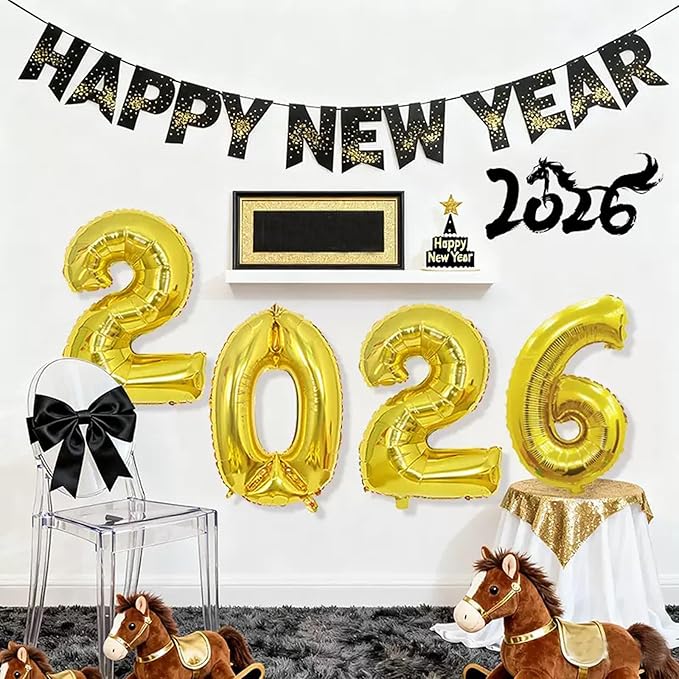 2026 Number Balloons,40inch 2026 Gold Number Balloons for New Year Eve Festival Party Supplies Graduation Decorations