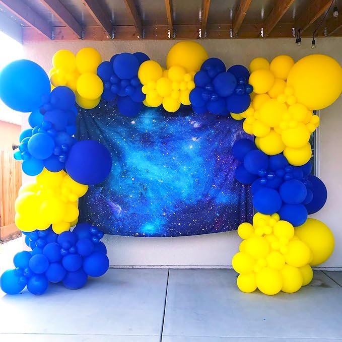 Blue and Yellow Balloons, 60pcs 12 Inch Royal Blue Yellow White Balloon with Confetti Balloons for Wedding Graduation Baby Shower Birthday Party Decorations