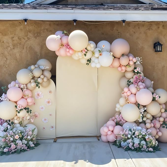 Dusty Pink Balloons, 12 Inch Pastel Baby Light Pink and White Sand Ivory Nude Beige Cream Boho Balloons for Girl Baby Shower Neutral Birthday Boho Party Decorations Wedding Bridal Engagement Backdrop