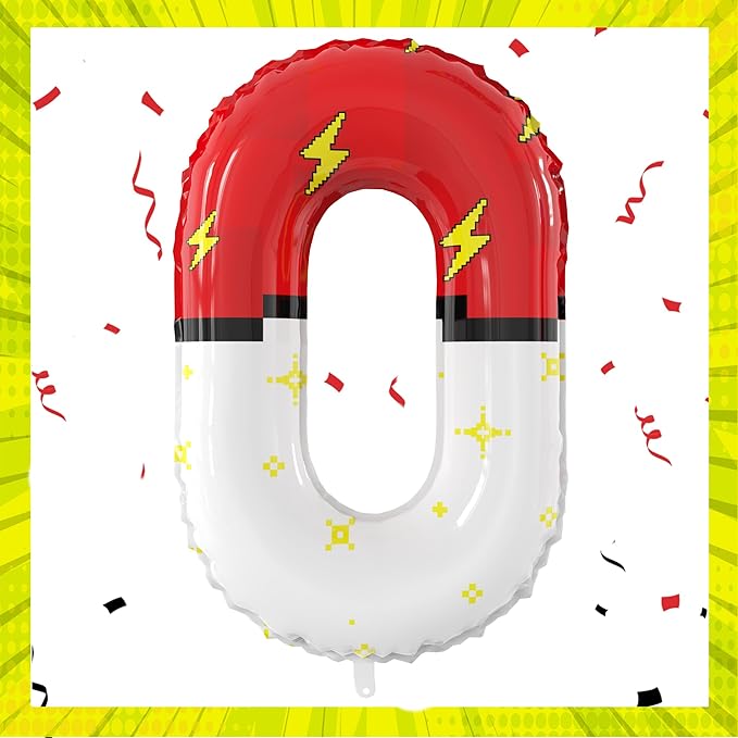 40 Inch Red White Cartoon Theme Number Balloons Large Birthday Party Number Balloons Cartoon Animation for Kids Birthday Party Decoration Supplies (Number 0)