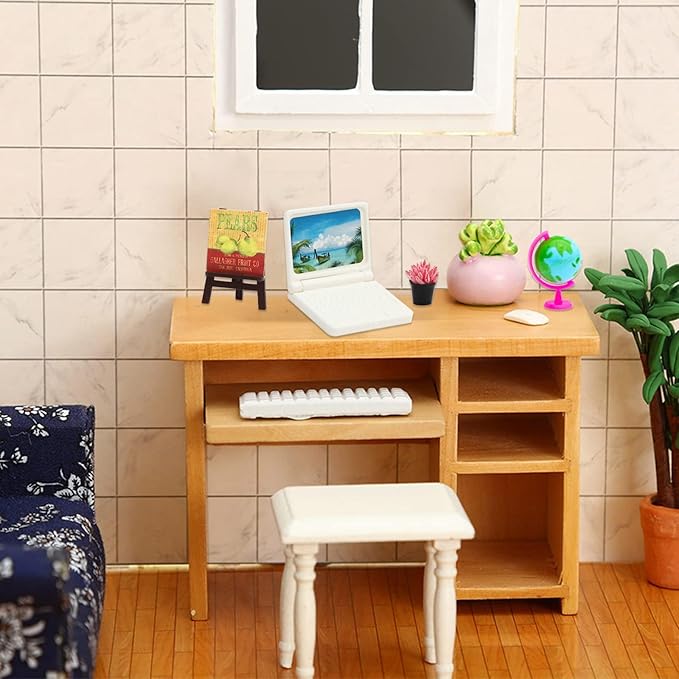 ONEST 46 Pieces Doll House School Supplies Mini School Accessories Dollhouse Home Miniature Model DIY Doll Accessories
