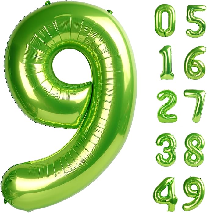 40 Inch Big Light Green 9 Balloon Number, Jumbo Giant Happy 9th 19 29 39 49 99 Birthday Party Decorations,Light Green Large Nine Mylar Foil Anniversary Birthday Party Engagement Decorations