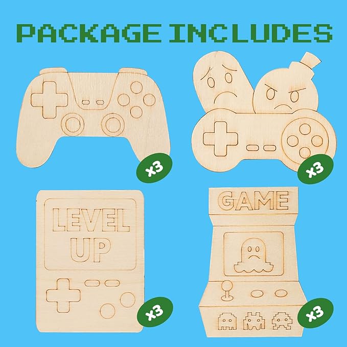 GOGREENWOVEN Video Game Party Favors - 12 PCS Gamer Birthday Party Supplies - Gaming Bubbles & Paint Crafts - Game On Birthday Decorations Goodie Bags Gifts Prizes