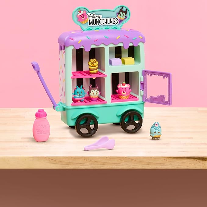 Disney Munchlings Ice Cream Cart, 13-Piece Color Change Figure Playset, Kids Toys for Ages 3 Up by Just Play