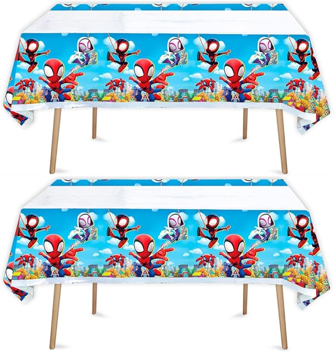 2pcs Spiderman Tablecloth Table Cover, for Spiderman Theme Birthday Party Supplies Decorations (70" x 42")2pcs (1)