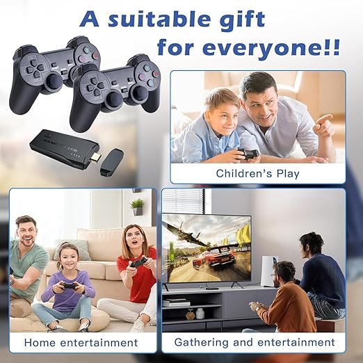 Retro Gaming Console M8 64G Wireless Game Stick,20000+ Games 4K HDMI Output Plug and Play Handheld Game Console with 2.4G Wireless Controller Gamepad for Christmas Birthday Gifts Easter Gifts