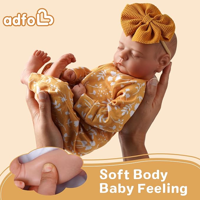 ADFO Lifelike Reborn Baby Dolls, 20 inch Realistic Newborn Real Life Baby Girl Dolls Soft Full Body Vinyl Girl Baby Dolls with Clothes and Toy Gift for Kids Age 3+
