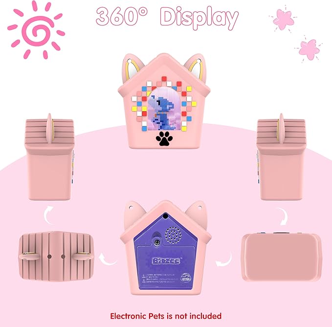 Silicone Case for Bitzee Doghouse Interactive Digital Pet, Shockproof Protective Cover for Doghouse Bitzee Virtual Electronic Pets Accessories with Lanyard (Pink)