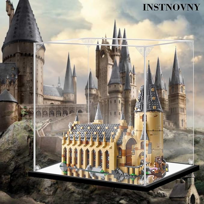 Acrylic Display Case for Collectibles Assemble Display Box for Lego 75954 Castle Building Set Clear Acrylic Case for Display Toys Action Figures(Black,13.8*9.8*15.7 inch)