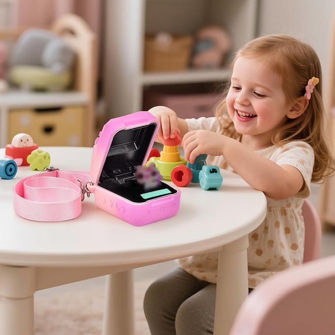 Silicone Cover Case Compatible with Bitzee Magicals Interactive Toy Digital Pet, Protective Sleeve Skin with Detachable Shoulder Strap for Virtual Electronic Pets & Accessories (Bag Only) - Pink