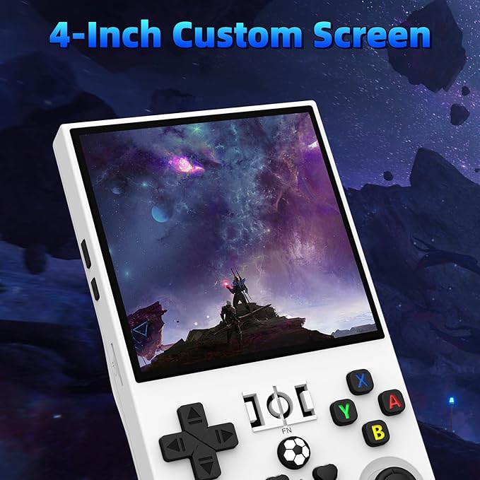 R36MAX Retro Handheld Games Console, Retro Game Console with 4.0 inch IPS HD Screen, Video Game Consoles with 64GB Memory, Portable Gaming Player for Travel, Gift for Teen or Partner, White