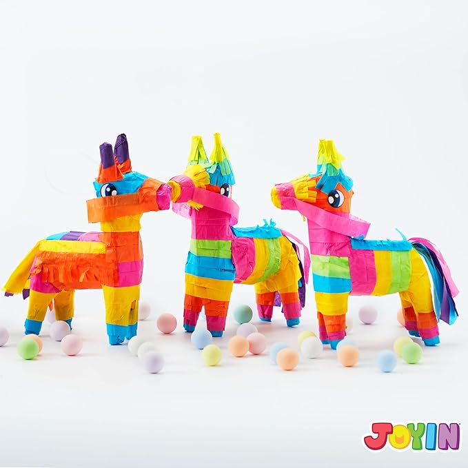 3 pcs Mini Donkey Pinatas 7"x5.5" Cinco De Mayo Rainbow Color for Fun Fiesta Taco Party Supplies, Luau Event Photo Props, Mexican Theme Decoration, Carnivals Festivals, Taco Tuesday Event