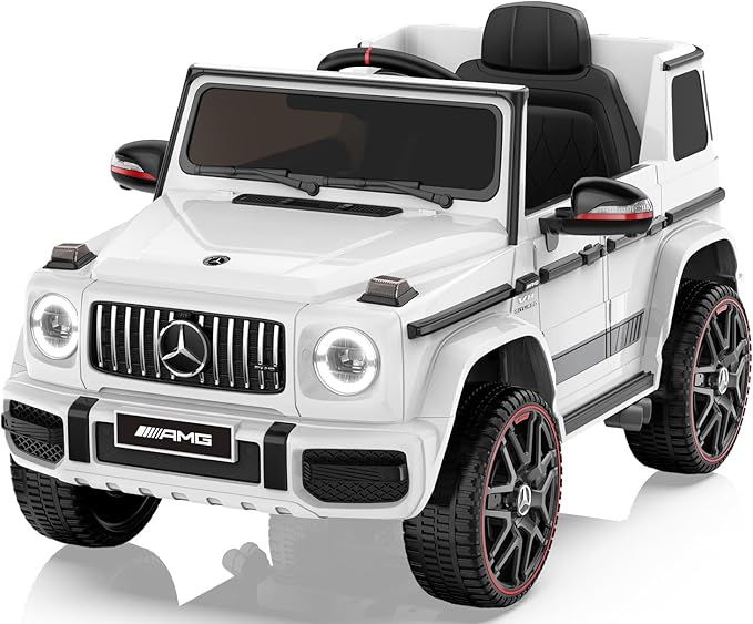 ANPABO Licensed Mercedes-Benz G63 Car for Kids, 12V Ride on Car w/Parent Remote Control, LED Headlights, Music Player & Horn, Soft Start, Low Battery Prompt, Kids Electric Car, White