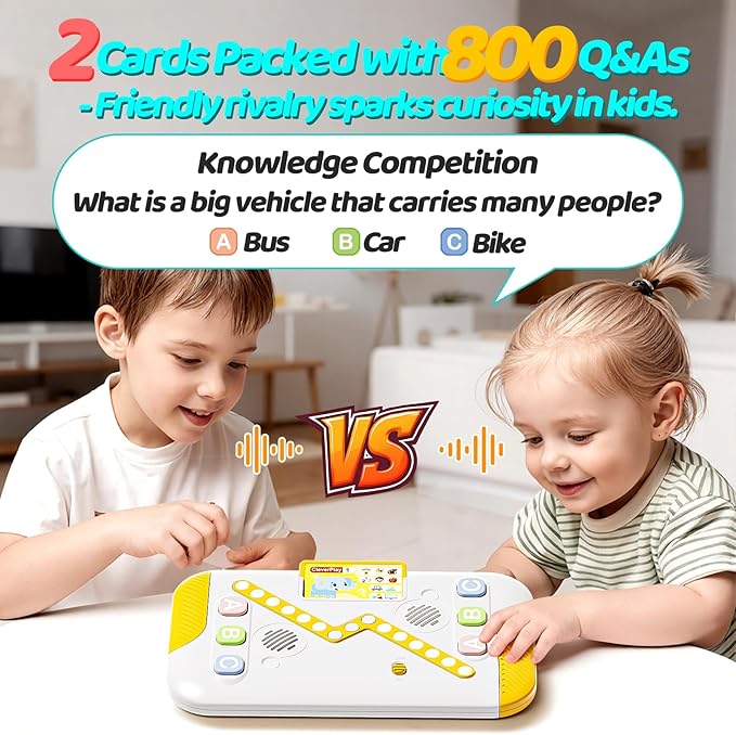 Educational Toys for Kids 3-7 Years Old, Interactive Quiz Battle Game with 800 Questions, 2-Player Learning Toy, Montessori Brain Training, Autism Sensory Speech Therapy Gift for Toddler Boys Girls