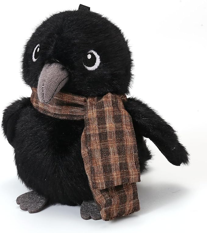 Black Crow Plushies with Shawls Bird Stuffed Animal Bag Pendant Little Crow Stuffed Plush Toy Christmas Birthday Valentine's Day Gift for Kids Girlfrends