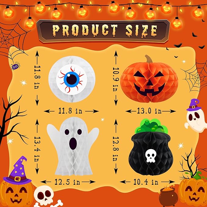 Halloween Birthday Decorations – Halloween Table Centerpieces, Honeycomb Decor for Theme Party Supplies