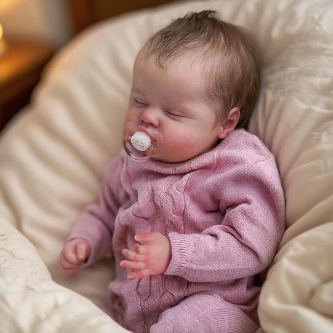 WOOROY Realistic Reborn Baby Dolls – 18-Inch Real Life Sleeping Newborn Girl, Lifelike Doll with Weighted Soft Body, Handmade Gift Toy with Accessories for Kids Age 3+