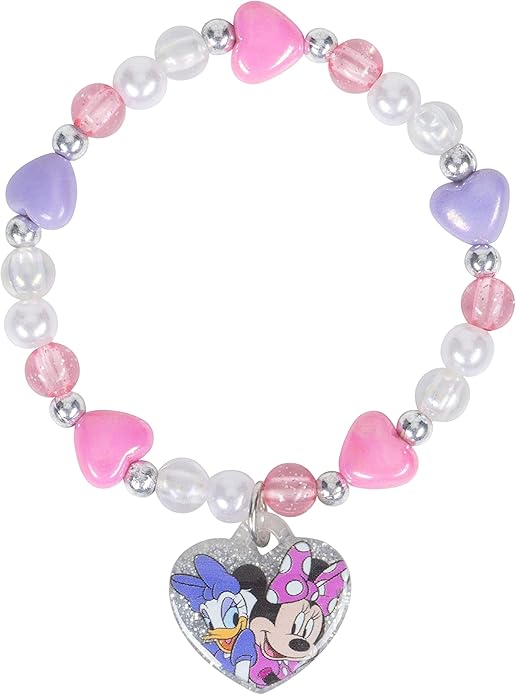 LUV HER Disney Minnie Girls Jewelry Set - Dress up Toy Jewelry Box Sets with Bead Necklace, Bead Bracelet and Ring - Play Accessories - Ages 3+