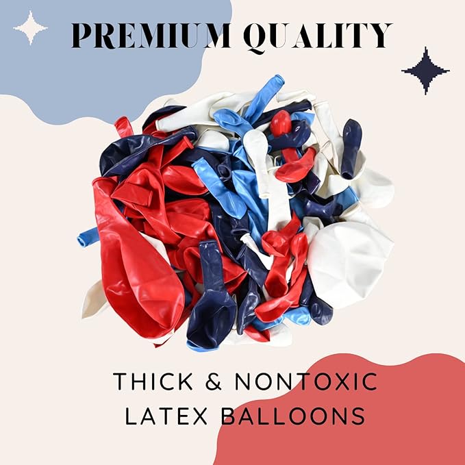 Red Blue White Balloons Arch Garland for Baseball Party Decorations Labor Nautical Balloons Navy Pearl Light Blue Latex Balloon for Hero Birthday Britain Sporting 4th of July Independence Day