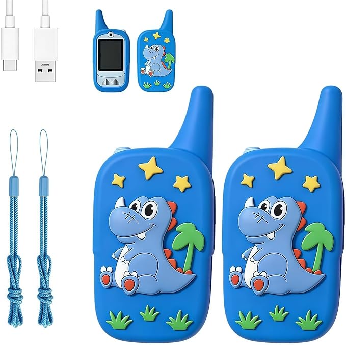 Kids Walkie Talkies 2 Pack - Rechargeable Walkie Talkies for Kids with Clear Sound, Long Range Indoor Outdoor Kids Walkie Talkies Toys for 3-12 Year Old Boys Girls, (Blue+Blue)