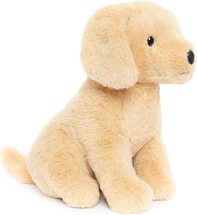 Labrador Golden Retriever Stuffed Animal Dog Puppy Plush Toy with Embroidered Eyes for Babies Toddlers Kids Adults Ages 1 and Up, No Hard Parts, Machine Washable 12 inches