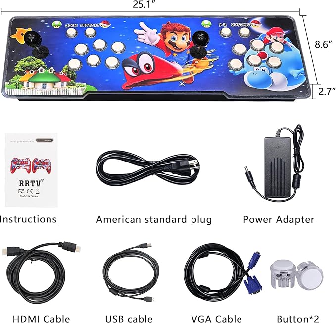 FVBADE [32000 Games in 1 78S Pandora Box Arcade Game Console for PC & Projector & TV,3D Games 1-4 Players Double Joystick Favorite List Game Category Save/Search/Hide/Pause