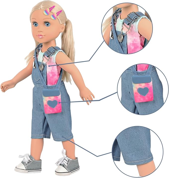 Ecore Fun 18 Inch Girl Doll Playset with 8 Pcs Accessories - Clothes, Shoes, Bag & Hairpin - 18" Dolls Set Perfect for Girls and Kids (with Doll)