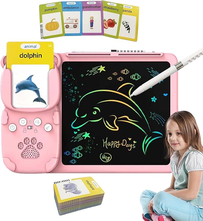 Audible Learning Cards - Child Language Builder, plasticse Reading Assistant, Sound Picture Cards, Handheld Study Aid | Phonics Teaching Machine Engaging Skill Development Activities with plasticse