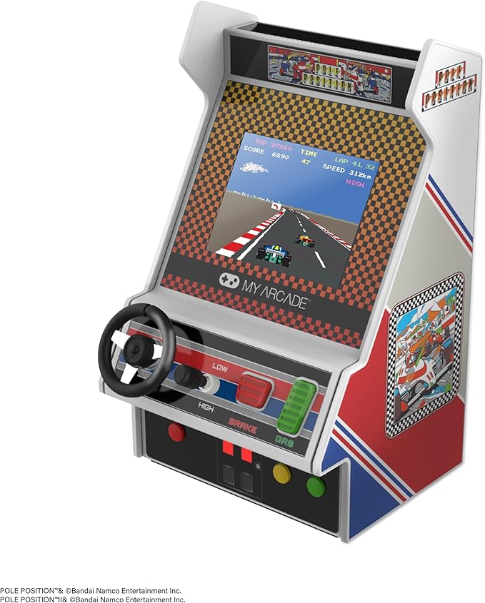 My Arcade Pole Position Racing Player: Retro Mini Arcade Game Console with 2 Games, Real Racing Controls, Gifts for Adults, Full Color Screen