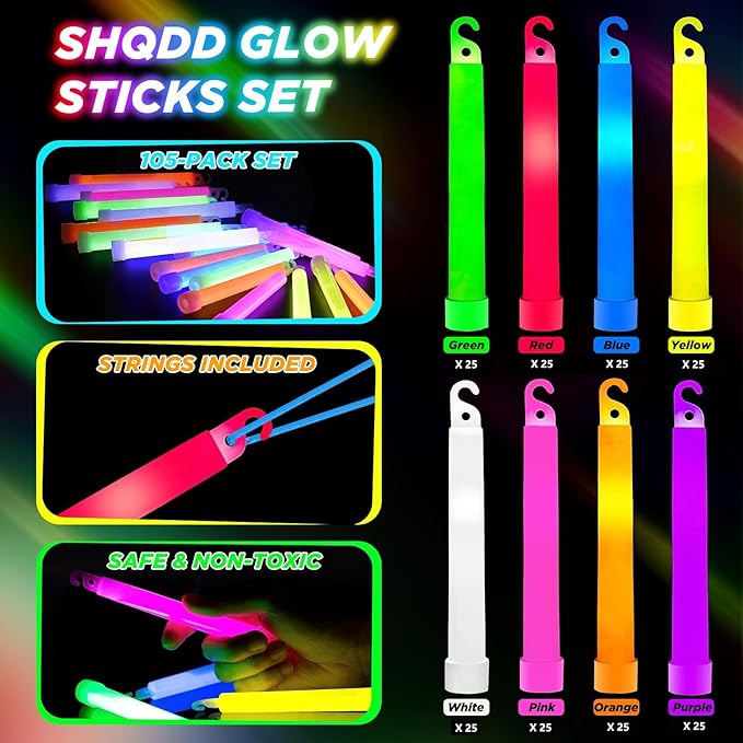 200Pcs Glow Sticks - 4 inch Glow In the Dark Sticks Halloween Party Favors, Waterproof Glow Sticks Lights Bulk Party Pack for Kids with 10 Hours Duration, Party Favors Light Stick for Halloween Party