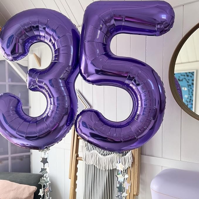 40 Inch Numbers 25 Balloon, Happy 25th Birthday Decorations for Women, Purple Foil Large Ballon for 2 5 25 52 Birthday Party Wedding Anniversary Supplies