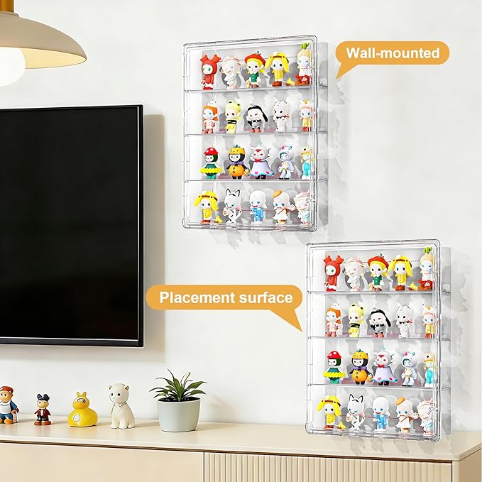 Wall-Mounted Clear Display Case for Figures, Acrylic Storage Organizers Box with Magnetic Door, Wall Dustproof Showcase for Collectibles Action Figure(1, Extra Large)