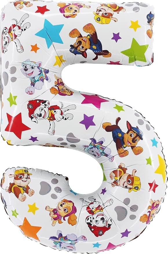 Toyland® 26 Inch Paw Patrol Number Foil Balloon - Kids Party Balloons - Number 1-6 Available (NUMBER 5)